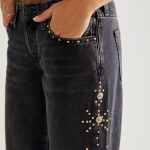 Free People copper studded mid rise boyfriend jeans